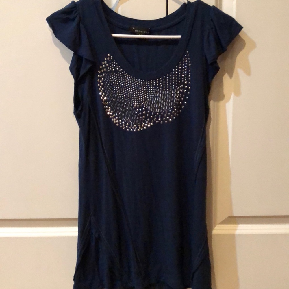 Dark blue rhinestone shirt